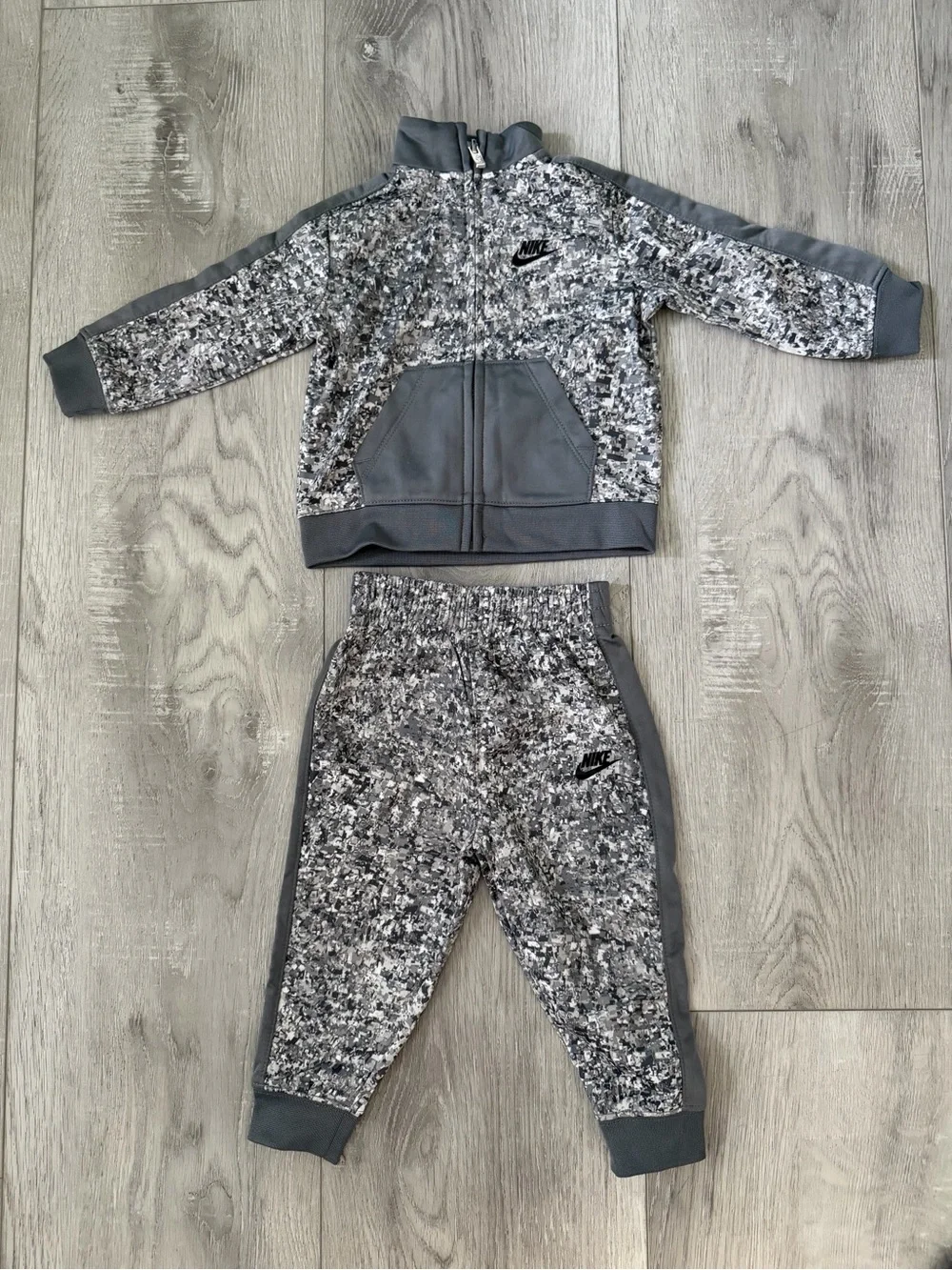 Nike Gray Camo Kids Zip Jacket & Jogger Set